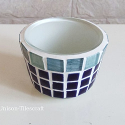 ガラスモザイクタイルのミニ鉢　キャンドルホルダー 2枚目の画像