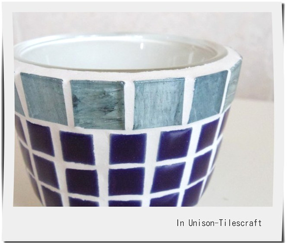 ガラスモザイクタイルのミニ鉢　キャンドルホルダー 4枚目の画像