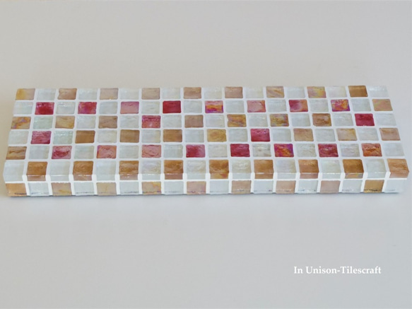 【R様オーダー品・カラーサイズ変更】ガラスタイルのディスプレイトレイ3種（飾り台・小物置き） 3枚目の画像