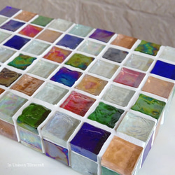 【R様オーダー品】カラフルMix　ガラスモザイクタイルのディスプレイトレイ（小物置き） 中サイズ 3枚目の画像