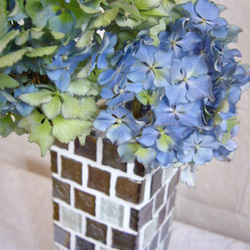 ガラスモザイクタイル 花器　Blue Mix 4枚目の画像