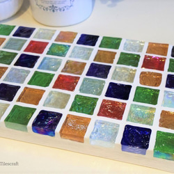 【再販】ナチュラル♪カラフルMixガラスモザイクタイルのディスプレイトレイ（中サイズ） 2枚目の画像