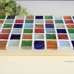 【再販】ナチュラル♪カラフルMixガラスモザイクタイルのディスプレイトレイ（中サイズ） 3枚目の画像
