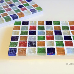 【再販】ナチュラル♪カラフルMixガラスモザイクタイルのディスプレイトレイ（中サイズ） 4枚目の画像