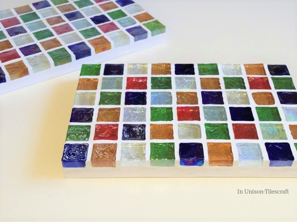 【再販】ナチュラル♪カラフルMixガラスモザイクタイルのディスプレイトレイ（中サイズ） 4枚目の画像