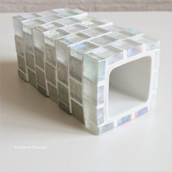 透き通ったクリアカラー ガラスモザイクタイルの花器　フラワーベース【受注制作】 4枚目の画像