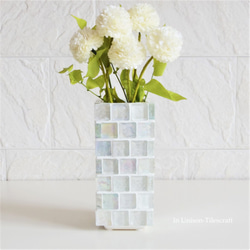 透き通ったクリアカラー ガラスモザイクタイルの花器　フラワーベース【受注制作】 5枚目の画像