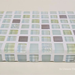 【6/12まで送料無料】クリアとメタル　ガラスモザイクタイルのディスプレイトレイ（小物置き台） 7枚目の画像
