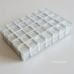 特集掲載☆透き通ったクリアカラー ガラスモザイクタイルのディスプレイトレイ mini (小物置き）【受注制作】 3枚目の画像