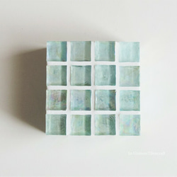 【D様オーダー品・サイズ変更】ウォーターブルー ガラスモザイクタイルのディスプレイトレイ 3枚目の画像