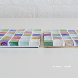 【再販】カラフルMix Slim ガラスモザイクタイルのディスプレイトレイmini☆ホワイトタイプ 8枚目の画像