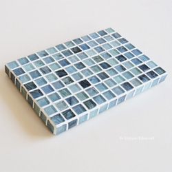 透明藍色玻璃馬賽克瓷磚展示托盤（中）【定制】 第4張的照片
