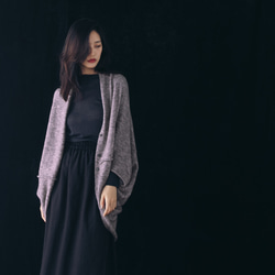 罩衫式毛衣 - 靛灰 - Slouchy Dolman sleeve cardigan - violet gray 第1張的照片