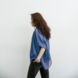 長方形細褶衫 - 薰衣草藍  Gathered draping blouse - Lavender blue 第2張的照片
