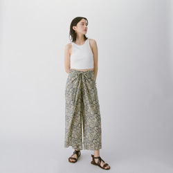 前綁帶開衩褲 - 印花 Wrap-effect tie-front pants 第1張的照片