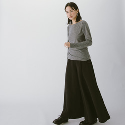 手作りのコットンとリネンのワイドスカート-ブラック 6枚目の画像