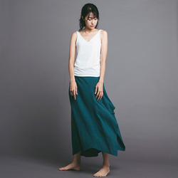 不規則棉麻長裙 - 藍綠 Asymmetric maxi skirt - Teal 第2張的照片