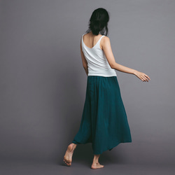 不規則棉麻長裙 - 藍綠 Asymmetric maxi skirt - Teal 第5張的照片