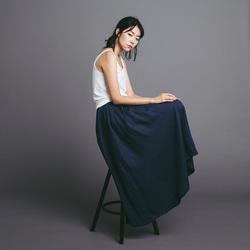 抽繩長裙 maxi skirt-深藍 Drawstring maxi skirt - Navy 第1張的照片