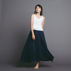 抽繩長裙 maxi skirt-深藍 Drawstring maxi skirt - Navy 第2張的照片