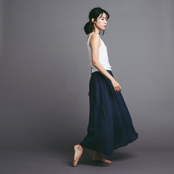 抽繩長裙 maxi skirt-深藍 Drawstring maxi skirt - Navy 第4張的照片