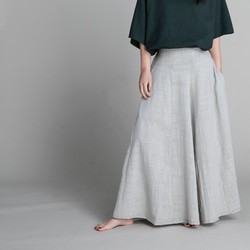 手工棉麻寬擺褲裙-淺灰 Classic wide leg culotte trousers - Light Gray 第1張的照片