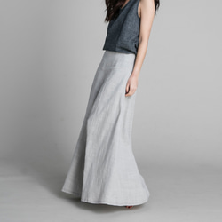 手工棉麻寬擺褲裙-淺灰 Classic wide leg culotte trousers - Light Gray 第2張的照片