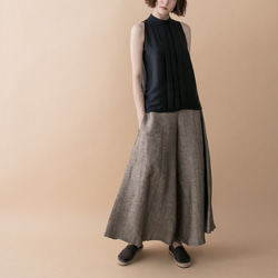 手棉麻寬擺褲裙 -人字紋 Classic wide leg culotte trousers - Herringbone 第5張的照片