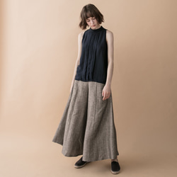 手棉麻寬擺褲裙 -人字紋 Classic wide leg culotte trousers - Herringbone 第6張的照片