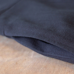 コットンとリネンのワイドパンツ スカート-ブラック-厚 4枚目の画像