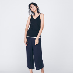 亞麻七分褲 - 海軍藍 Signature cropped straight-leg pants - Navy 第3張的照片