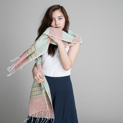 純棉手織圍巾 - 馬卡龍 第3張的照片