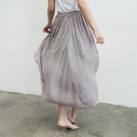 法式拼片裙 - 紫丁香 Lined asymmetric midi skirt - Soft lilac 第5張的照片