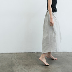 不規則な綿とリネンのロングスカート-非対称マキシスカート-グレー 5枚目の画像