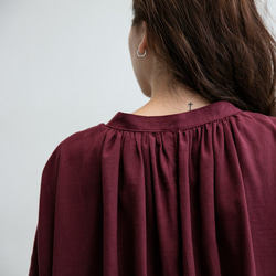 長方形細摺衫 - 酒紅 Gathered draping blouse- Wine 第5張的照片