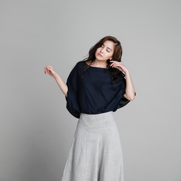 斗篷 - 海軍藍 Cape-effect drape top - Navy 第3張的照片