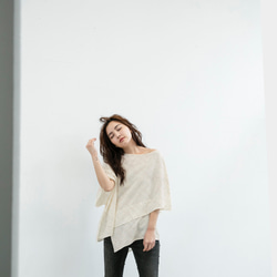 斗篷 - 米白 Cape-effect drape top - Ivory 第2張的照片