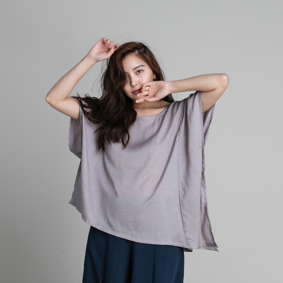 梯形衫 - 紫丁香 Draped asymmetric top - Lavender 第1張的照片