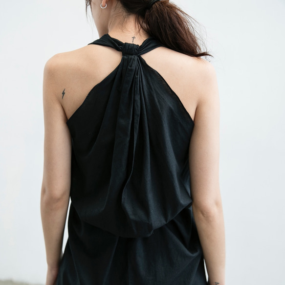 羅馬洋裝 - 黑 Back halter midi dress - Black 第7張的照片