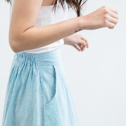 棉圓裙 - 藍白條 (春夏) - 長裙 第6張的照片