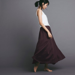 抽繩長裙 maxi skirt - 栗褐 第2張的照片