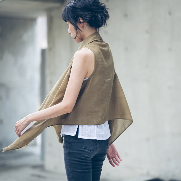 多穿法背心罩衫 - 卡其 Multiwear kimono vest - Khaki 第6張的照片