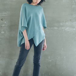 斗篷 - 粉綠 Cape-effect drape top - Pastel green 第3張的照片