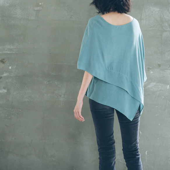 斗篷 - 粉綠 Cape-effect drape top - Pastel green 第5張的照片