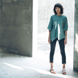 斗篷 - 粉綠 Cape-effect drape top - Pastel green 第2張的照片