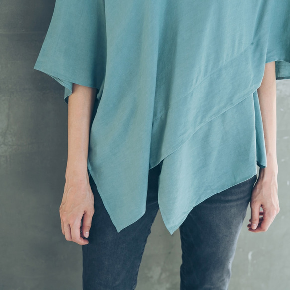 斗篷 - 粉綠 Cape-effect drape top - Pastel green 第6張的照片