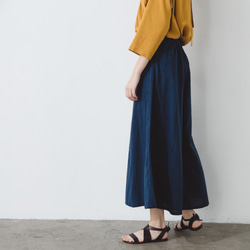 手工棉麻寬擺褲裙 - 深藍 Classic wide leg culotte trousers - Navy 第6張的照片