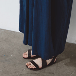 手工棉麻寬擺褲裙 - 深藍 Classic wide leg culotte trousers - Navy 第7張的照片