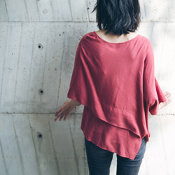 斗篷 - 磚紅 Cape-effect drape top - Brick red 第6張的照片