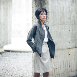 軍式短版外套 - 格紋 Military inspired jacket - Gray plaid 第6張的照片